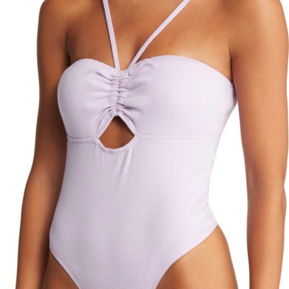 Open Edit Cut Out Body Suit in Purple Bloom - Picture 7 of 8